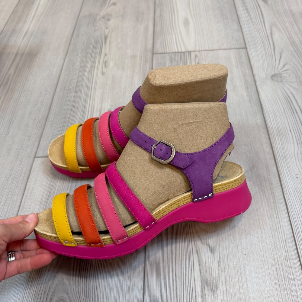 NEW Dansko Roxie Multi Milled Nubuck Rainbow Strappy Sandals 40 US 10 - Picture 3 of 11